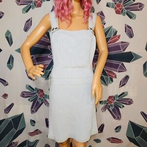 Zara Knit Overalls Mini Dress in light blue Sz-Small